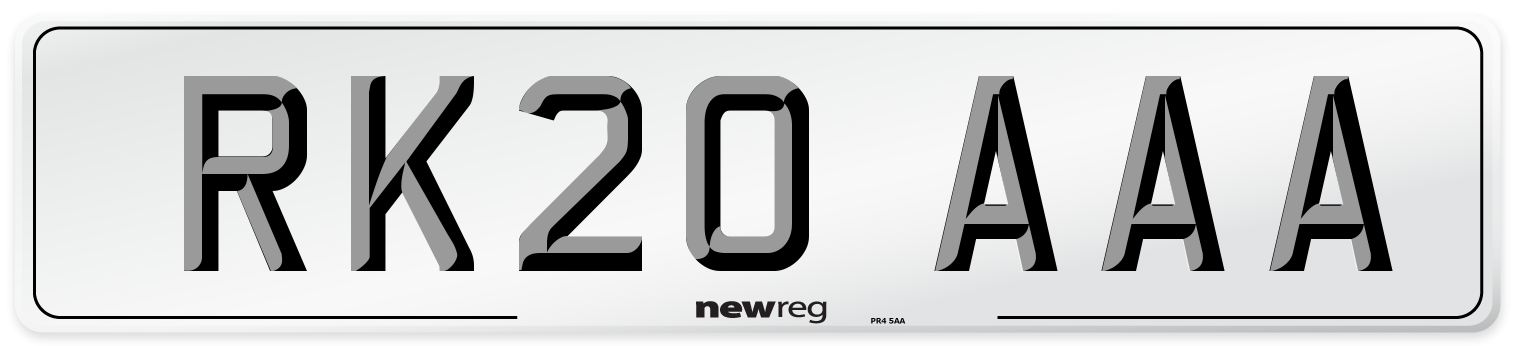 RK20 AAA Number Plate from New Reg